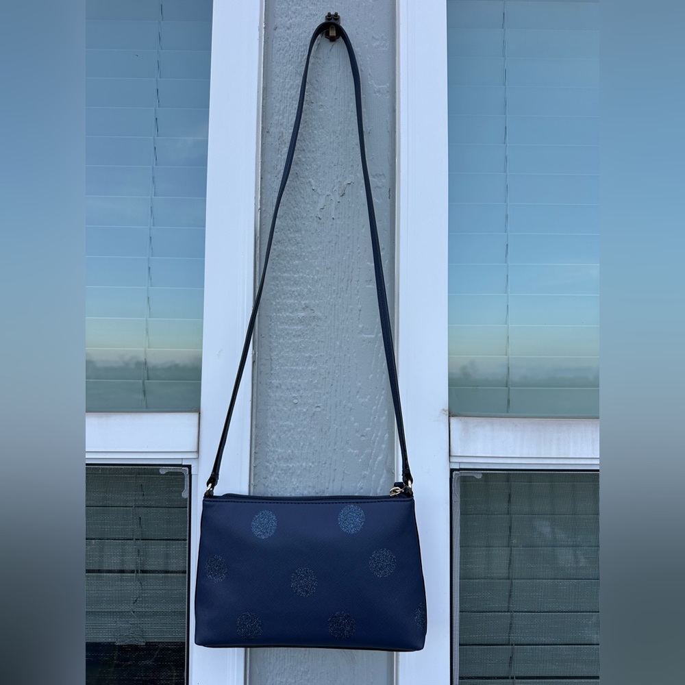 Kate Spade Haven Lane Ramey Navy Glitter Polka Dots Crossbody Purse - Picture 8 of 10